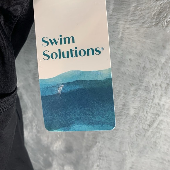 Swim Solutions‎ Women's Swimsuit Dress 18 Black One Piece Empire Tie Waist NWT - Picture 3 of 9